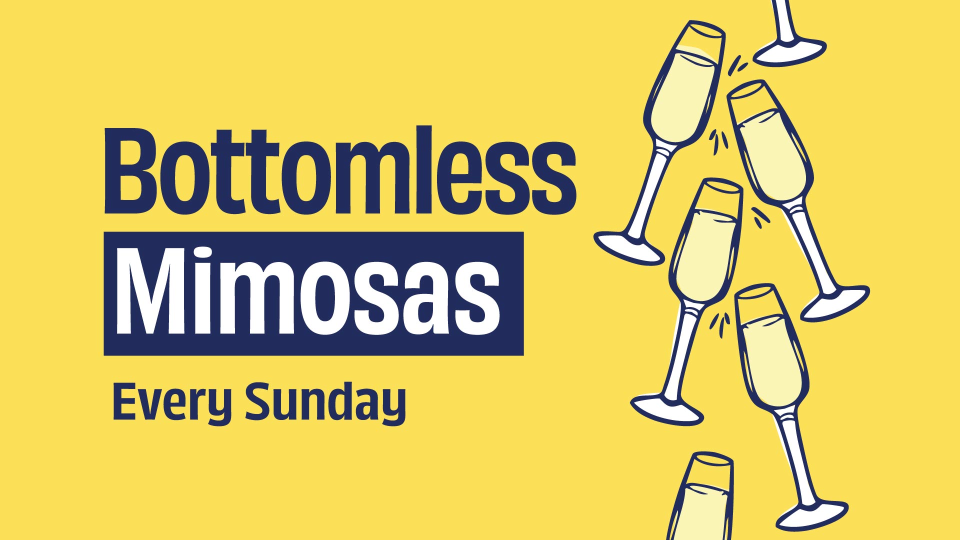 Enjoy $19 bottomless mimosas and $6 small plates every Sunday at Bar19. All-day sips, snacks, and chill vibes — no brunch plans needed.