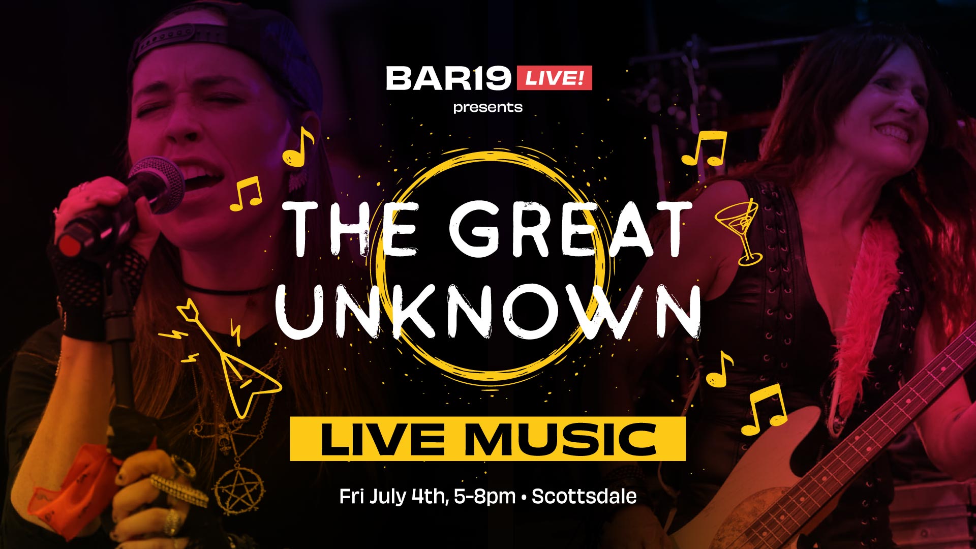 Live music at Bar19 featuring The Great Unkown 4th of July 2025
