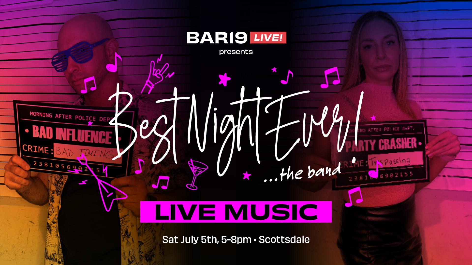 Live music at Bar19 featuring Best Night Ever July 5th 2025