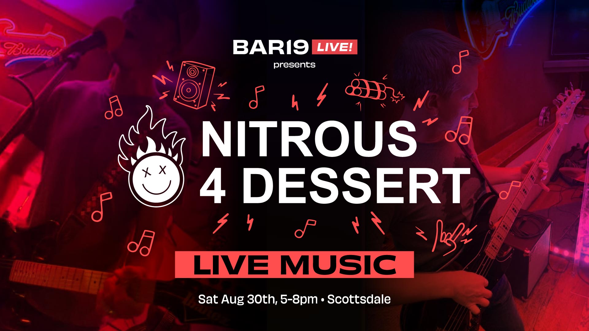 Live music at Bar19 featuring Nitrous 4 Dessert Aug 30 2025